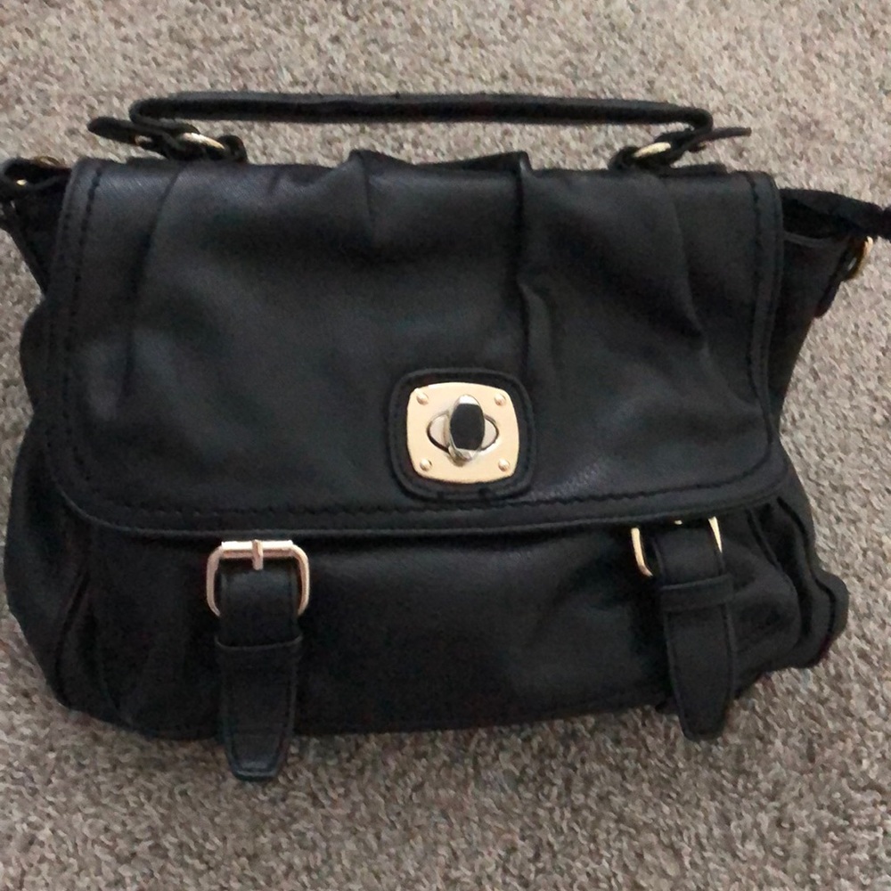Black PU leather handbag